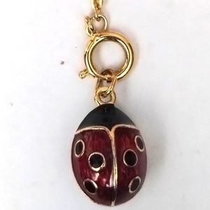 Vtg 1990s Joan Rivers Ladybug Lady Bug Faberge Egg Charm w/ Extender